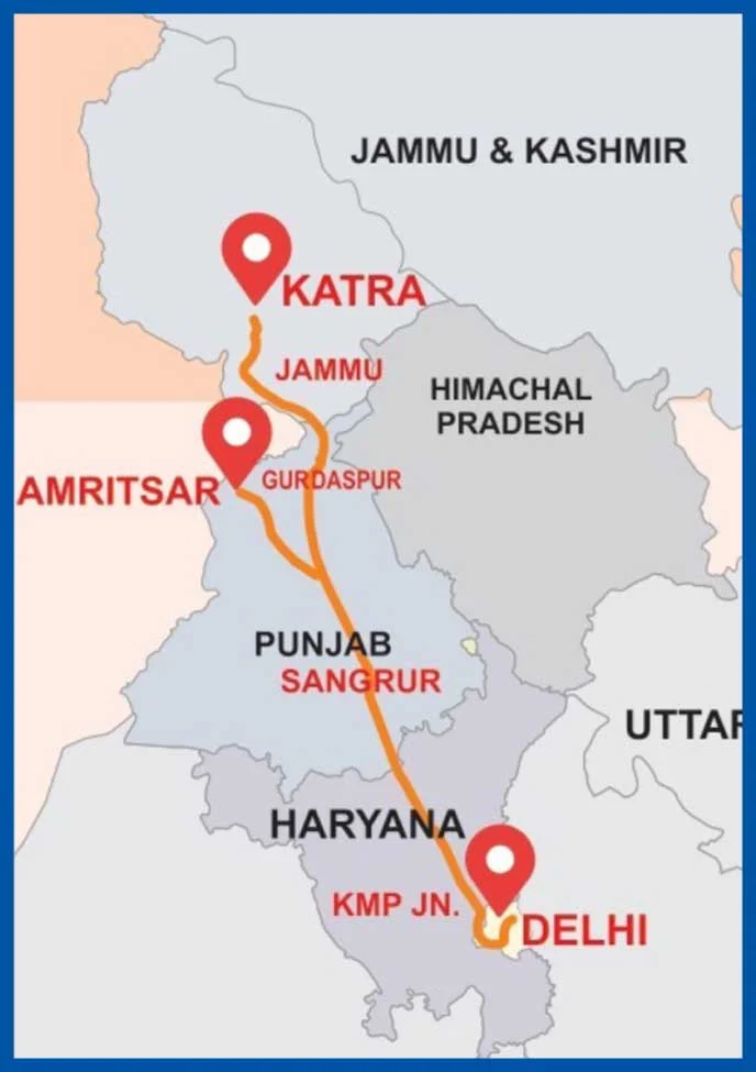 Delhi Amritsar Katra Expressway Route Map Delhi Amritsar Katra Expressway Route Map