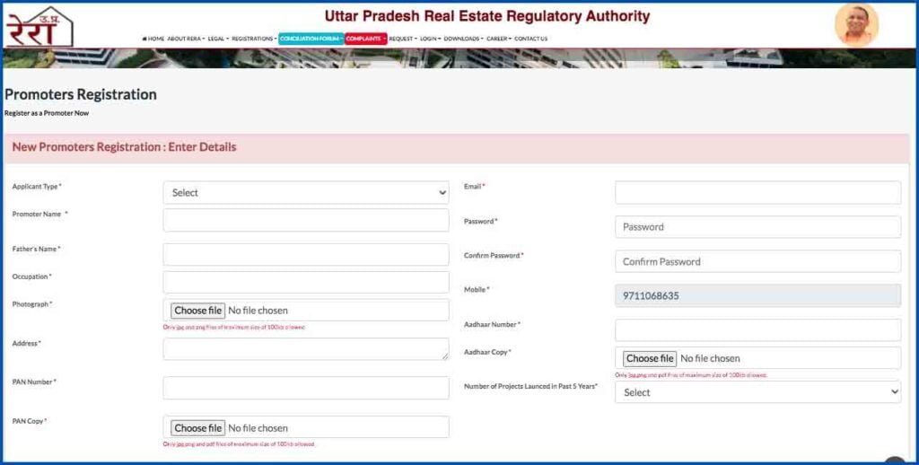 UP RERA - Promoters Registration
