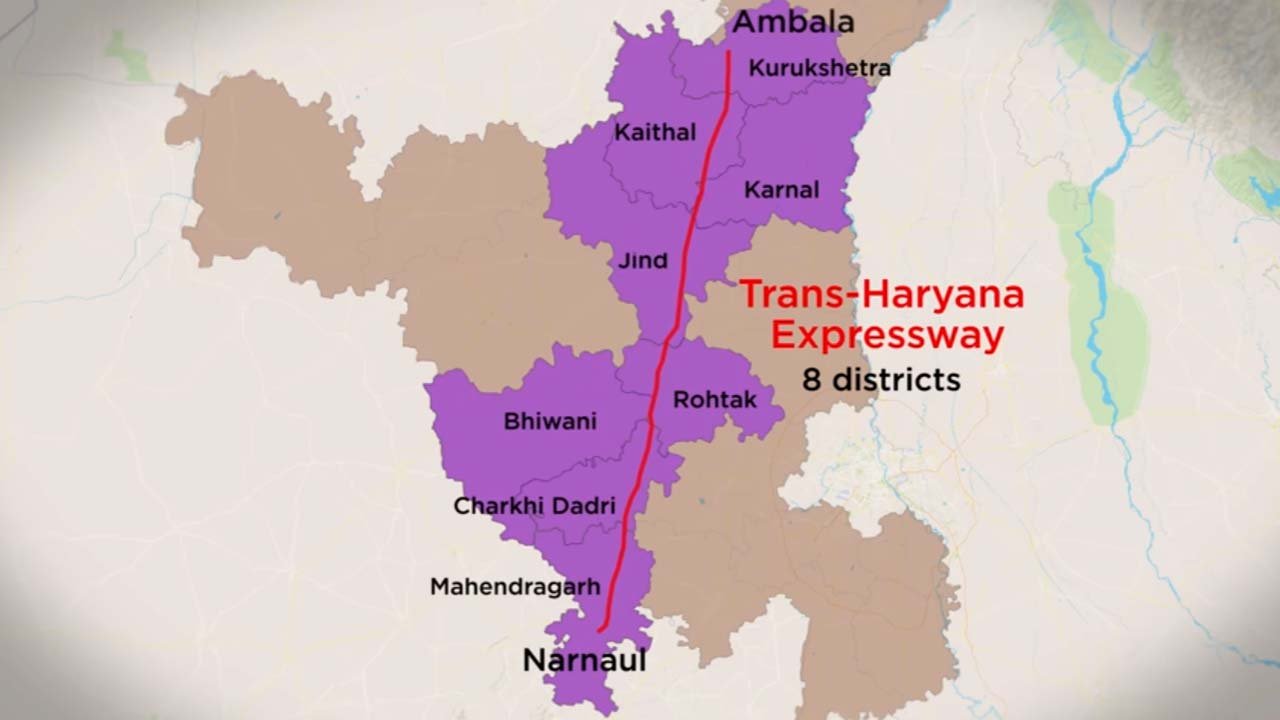 Trans Haryana Expressway - Ambala Narnaul Expressway (NH 152D) Route ...