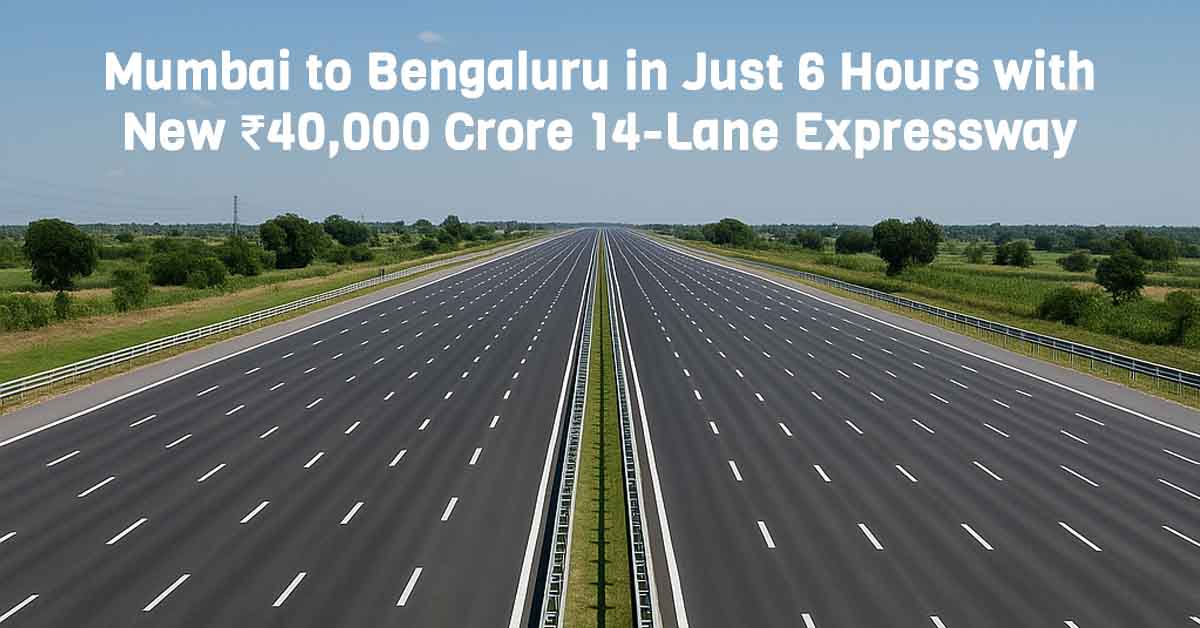 Mumbai to Bengaluru in Just 6 Hours with New ₹40,000 Crore 14-Lane Expressway